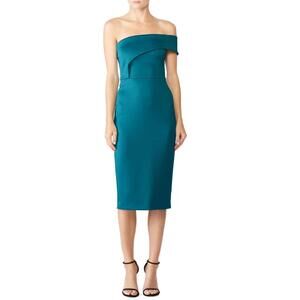 Black Halo Jade Blue Cocktail Sheath Dress Size 8 with Small Snags